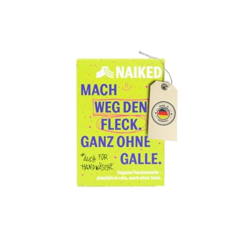 Vegane Fleckenseife – Alternative zu Gallseife – plastikfrei & nachhaltig – mit Soda & Seifenrinde – effektive Fleckenentfernung für Textilien, Kleidung & Wäsche – 100 g Seifenstück - Öko - Vegan