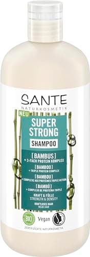 SANTE Naturkosmetik Super Strong Shampoo Bio-Bambus Extrakt + 3-Fach Protein Komplex, veganes Pflegeshampoo mit natürlichen Inhaltsstoffen, stärkt kraftloses und schwaches Haar, 500 ml - Bio - Öko - Vegan