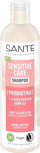 SANTE Naturkosmetik Sensitive Care Shampoo Probiotika + 3-Fach Protein Komplex, veganes Haarshampoo für gestärktes und mit Feuchtigkeit versorgtes Haar, geeignet für eine sensible Kopfhaut, 250ml - Bio - Öko - Vegan