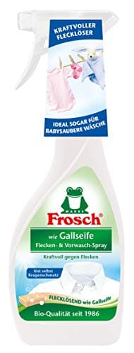 Frosch wie Gallseife Flecken und Vorwaschspray, Fleckenentferner zur Vorbehandlung, für Weißes, Buntes und Feines, entfernt Fett, Öl, Blut, Eiweiß, 500 ml - Vegan