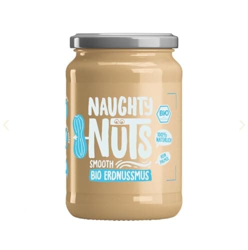 NAUGHTY NUTS Bio Erdnussmus Smooth | Vegane Erdnussbutter | 100% Natürlich | Ohne Palmöl & Zucker | Ideal Als Topping Für Müsli | 500g - Bio - Vegan