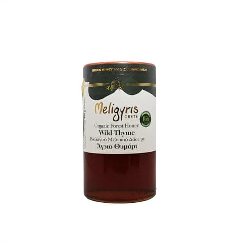 Meligyris Griechischer Bio-Waldhonig mit Wildem Thymian – 100% Naturbelassen, Roh & Ungefiltert – Bio-Honig aus Kreta, 450g - Bio - Öko