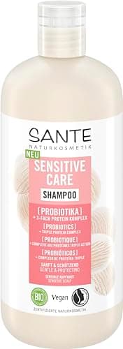 SANTE Naturkosmetik Sensitive Care Shampoo Probiotika + 3-Fach Protein Komplex, veganes Haarshampoo für gestärktes und mit Feuchtigkeit versorgtes Haar, geeignet für eine sensible Kopfhaut, 500 ml - Bio - Öko - Vegan