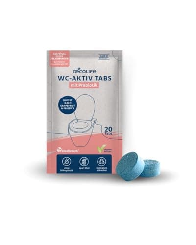 œcolife WC-Tabs, 20 Stück, biologisch abbaubar, plastikfrei verpackt, Zitrusduft - Bio - Öko