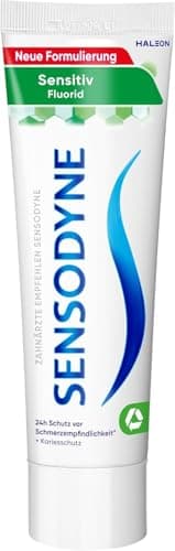 Sensodyne Sensitiv Fluorid Zahnpasta, 75ml, tägliche Zahncreme zum Schutz vor Karies, bei schmerzempfindlichen Zähnen - Recycling