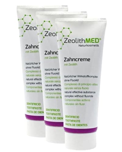 3er Pack Zeolith MED Zahncreme 75 ml, Premium Xylit Zahnpasta ohne Fluorid, natürlicher Wirkstoffkomplex