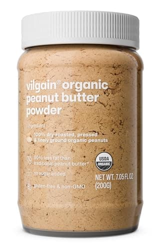 Vilgain 100% BIO Erdnussbutter Pulver 200g | Zuckerfrei mit 2x Weniger Kalorien | Ideal für Smoothies & Porridge | Reich an Eiweiß & Ballaststoffen | 46 kcal pro Portion - Bio - Vegan