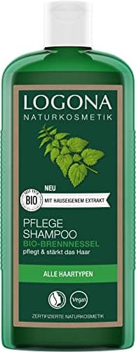 LOGONA Naturkosmetik Pflegendes Shampoo für natürlich gesundes Haar, Geeignet für alle Haartypen, Haarshampoo mit veganer Formel aus Bio Brennnessel, 1 x 250 ml - Bio - Öko - Vegan - Recycling