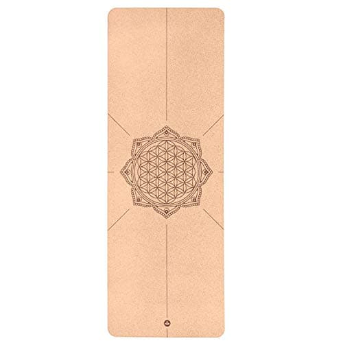 bodhi Yogamatte Kork | 4 mm | 100% Nachhaltig & Ökologisch | Hohe Rutschfestigkeit | Yoga Matte aus Kork & Naturkautschuk | Ideal für Hot Yoga | 185 x 66 x 0,4 cm | Blume des Lebens - Bio - Öko