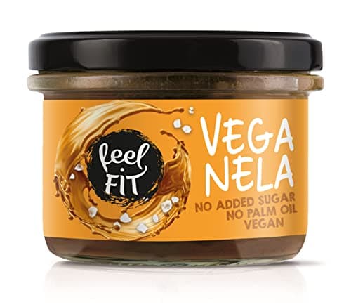 Feel FIT VEGANELA Salted Caramel, gesalzener Karamellaufstrich, ohne Zuckerzusatz, ohne Palmöl & vegan 200 g, Mittel - Vegan
