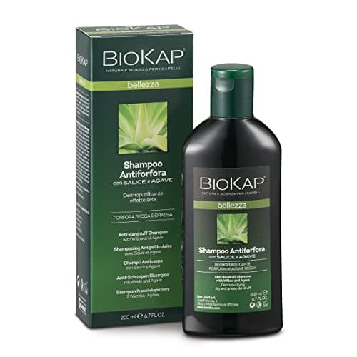 BIOKAP BELLEZZA Anti-Schuppen Shampoo 200 ml | für trockenes Haar - Schuppen - juckende Kopfhaut | ätherische Öle Bio Rosmarin - Teebaumöl - Menthol - Kaktus - Bio Johannisbeere - Agave - VEGAN - Bio - Öko - Vegan