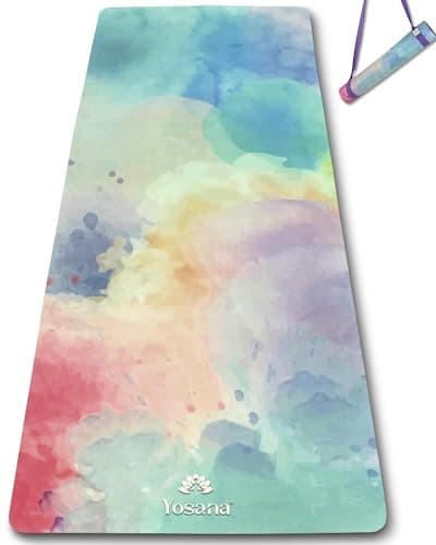 Yosana Yogamatte aus Naturkautschuk - rutschfest, Nachhaltige Yoga Matte mit Mikrofaseroberfläche zur raschen Aufnahme von Schweiß – Maschinenwaschbare Sportmatte - 183 x 68 cm - Öko - Vegan - Recycling