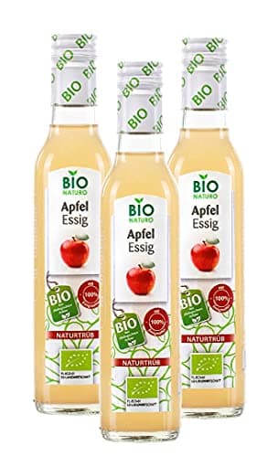 BioNaturo - Bio Apfelessig Naturtrüb 3x250ml – Ungefiltert, Mit „Mutter des Essigs“, Ideal für Salate, Saucen und Gesundheitsvorteile - Bio - Öko
