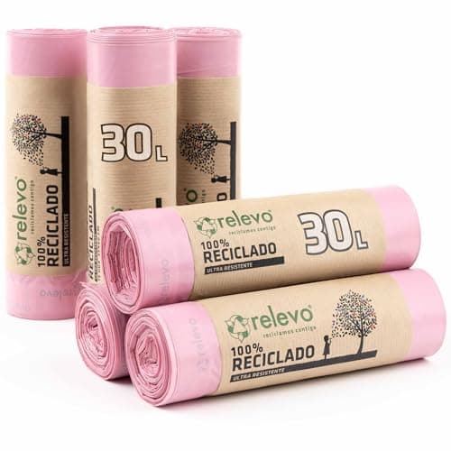 Relevo 90 Stück Mülltüten 30L - Parfümiert 100% Recycelt Müllsäcke - Bio - Öko - Recycling