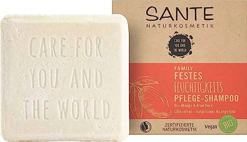 SANTE Naturkosmetik Festes Shampoo für trockenes Haar, Vegane Formel mit Bio-Aloe Vera und Mango, Festes Feuchtigkeits-Shampoo, 1 x 60 g - Bio - Öko - Vegan