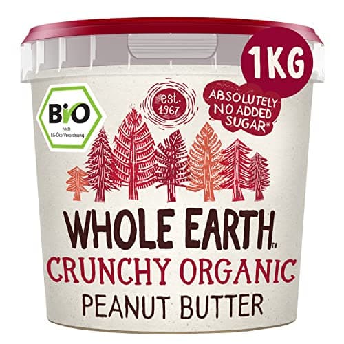 Whole Earth Bio Erdnussbutter Crunchy | Peanut Butter | Vegan | Naturprodukt ohne Palmöl | ohne zugesetzten Zucker | Protein | Perfekt für Sportler | 1kg - Bio - Vegan