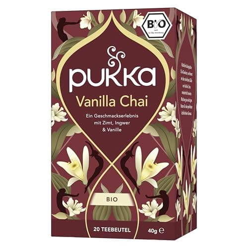 Pukka | Bio Gewürzteemischung "Vanilla Chai" | Zimt, Ingwer & Vanille | Tee für eine ultimativ natürlich-süße Belohnung | 1er Pack | 20 Teebeutel - Bio