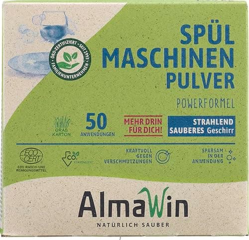 AlmaWin Bio Spülmaschinen Pulver (6 x 1,25 kg) Bio Öko