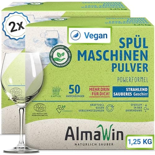 AlmaWin Bio Spülmaschinen Pulver (2 x 1,25 kg) Bio Öko