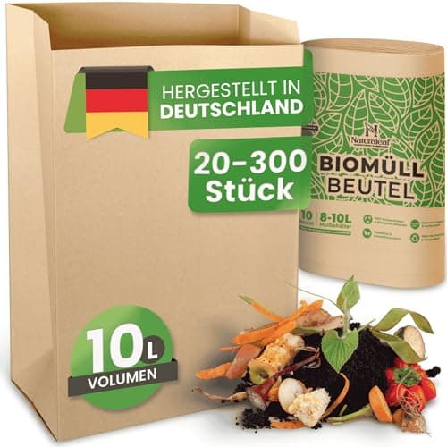 NATURALEAF® Biomüllbeutel 10L | 40 Stück | Bio Müllbeutel mit optimaler Stärke & Haltbarkeit | Kompostierbare Müllbeutel - die nachhaltige Entsorgungslösung für Gastronomie & Haushalt - Bio - Öko