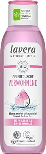 lavera Pflegedusche Verwöhnend - Bio-Wildrose & Bio-Baumwolle - Naturkosmetik - vegan - Duschgel - pH-hautneutral - reinigt besonders sanft - 1 x 250 ml - Bio - Vegan - Recycling