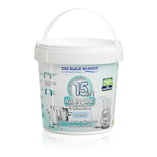 Das Blaue Wunder All In One Geschirrspülpulver 15in1 | Spülmaschinenpulver | 15 Funktionen | sehr ergiebig | Power Entkruster | Maschinenpflege | phosphatfrei (Neutral)