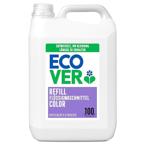 Ecover Waschmittel Color Nachfüllpack, flüssig, mit Apfelblüten- und Freesienduft, 100 Waschladungen, 1 x 5L - Bio - Öko - Vegan