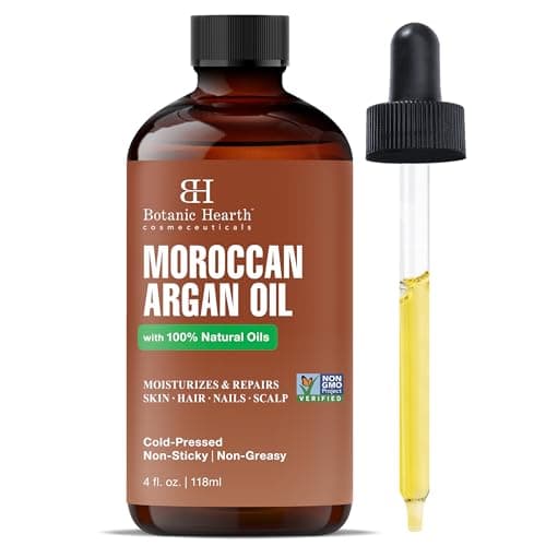 Botanic Hearth Argan-Haaröl (Moroccan Argan Oil) mit feuchtigkeitsspendendem, nährendem, stärkendem, lockigem, krausem, trockenem, strapaziertem Haar, gentechnikfrei verifiziert, 113 ml - Vegan