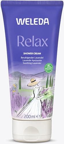 WELEDA Bio Relax Duschgel vegan - Naturkosmetik Aroma Shower Duschseife für Frauen & Männer mit Lavendel / Bergamotte Duft, Natürliche Hautpflege Dusche zur Reinigung von Gesicht & Körper (1x 200ml) - Bio - Öko - Vegan