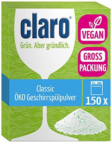 claro Classic Geschirrspül-Pulver - Öko-Spülmaschinen-Pulver - phosphatfrei & vegan - Sparpack mit 150 Waschladungen - Öko - Vegan