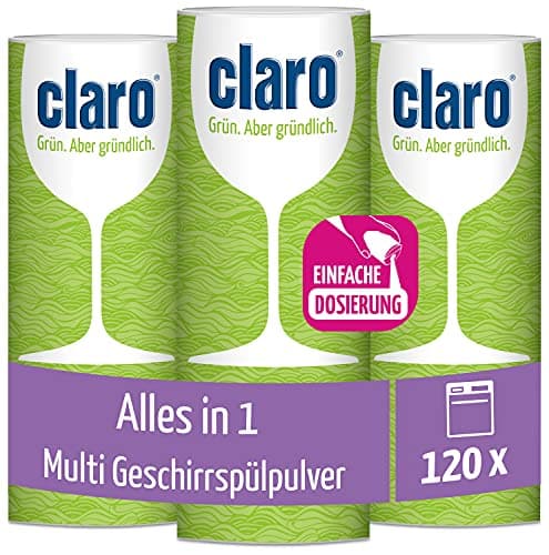 Claro Multi Alles-in-1 Geschirrspül-Pulver - Phosphatfrei & Umweltfreundlich - Öko-Spülmaschinen-Pulver - 3x 800 g - Öko