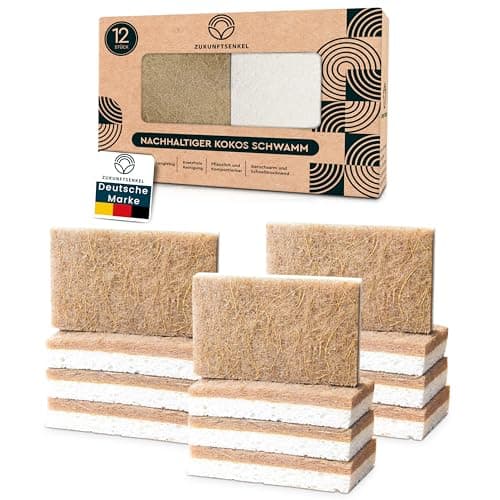 Spülschwamm Nachhaltig Küchenschwämme Biologisch Abbaubar Naturschwamm Umweltfreundlicher Kokosschwamm Zellulose Schwämme (12) - Bio - Öko